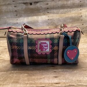 Vintage Dooney & Bourke Rainbow Plaid Barrel Bag